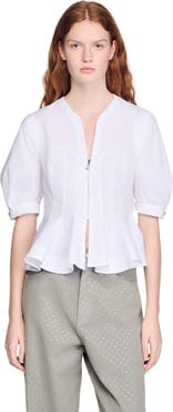 SANDRO Zipped peplum shirt