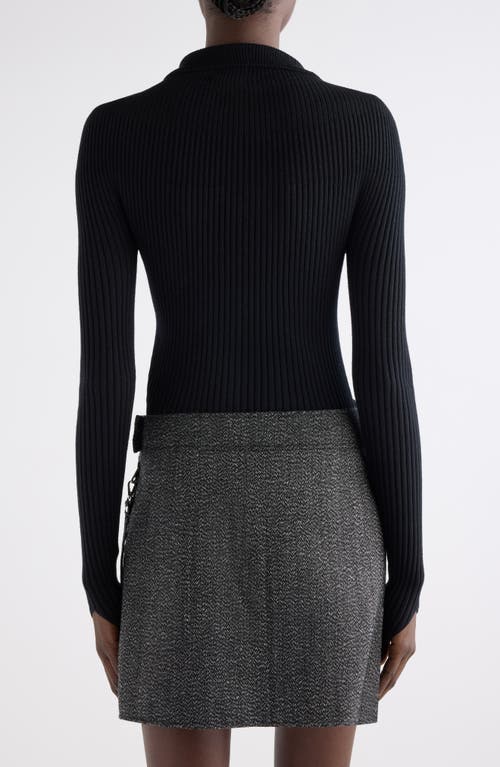 Courrèges Classic Rib Cotton Blend Snap-up Top In Black