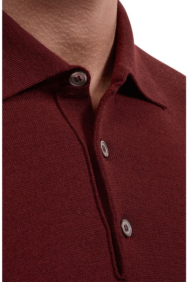 Merino Wool Polo Sweater, Alternate, color, BURGUNDY