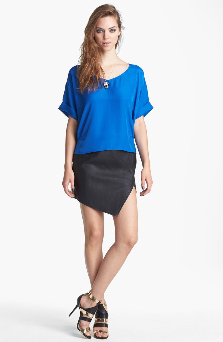 ASTR the Label ASTR Asymmetrical Faux Leather Skirt, Alternate, color, 