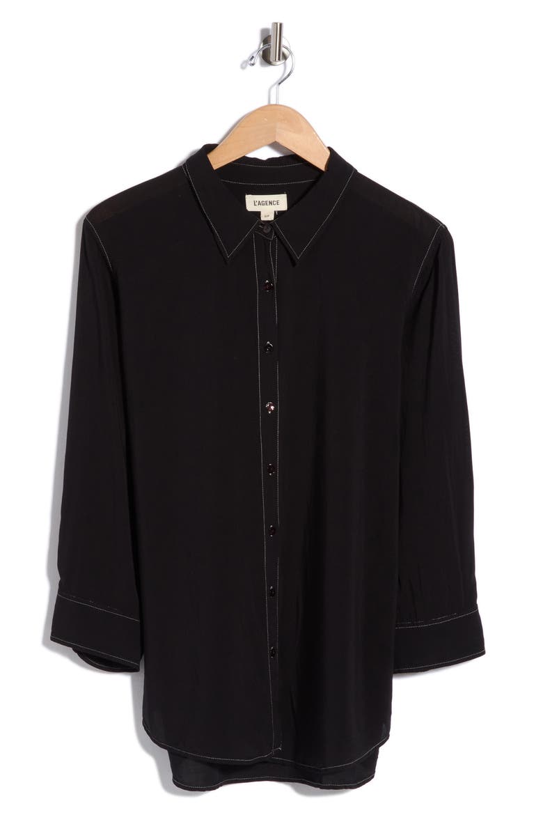 Marlene Button-Up Shirt, Alternate, color, BLACK/WHITE CONTRAST