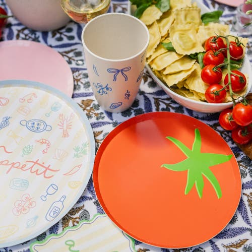 Jollity & Co . Le Dinner Tomato Dessert Plates In Red
