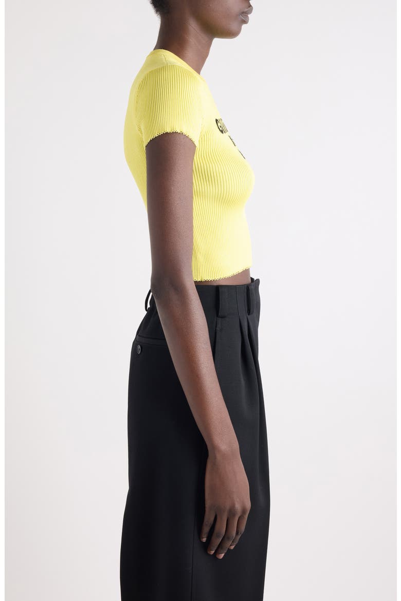 Logo Intarsia Crop Top, Alternate, color, ACID YELLOW