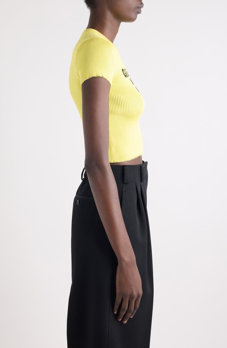 Givenchy Logo Intarsia Crop Top, Alternate, color, Acid Yellow