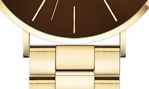 Alfred Sung Metropolitan Quartz Bracelet Watch, 42mm In Gold Bracelet Brown Dial