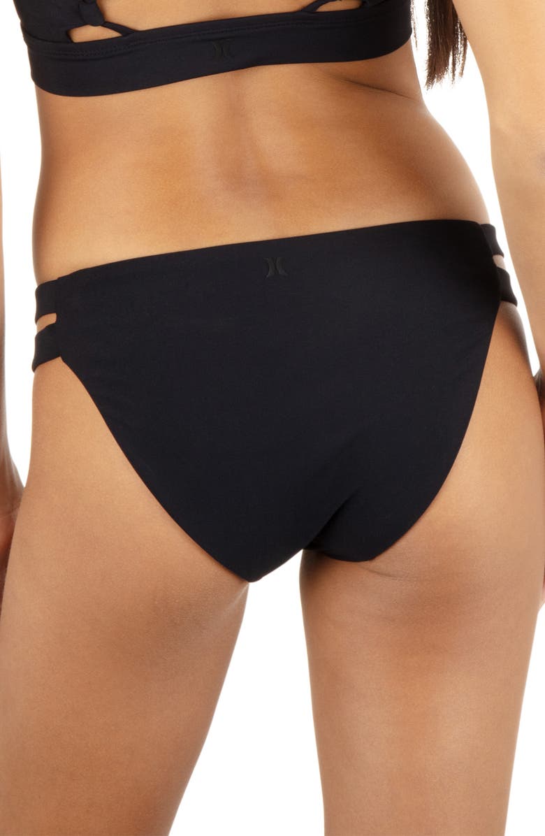 Hurley Max Cutout Bikini Bottoms, Alternate, color, Black
