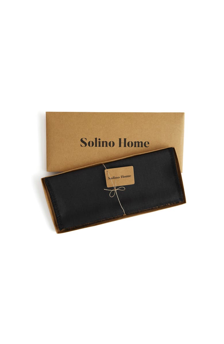 Solino Home Linen Table Runner for Dining Table, Holiday and Everyday Table Decor - Fringe, Alternate, color, Black