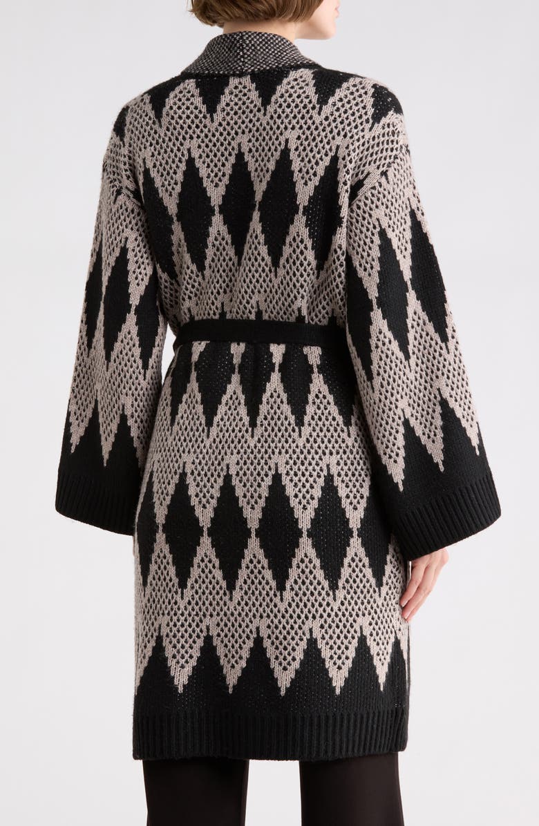 T Tahari Long Sleeve Pattern Sweater, Alternate, color, Black/ Taupe Heather