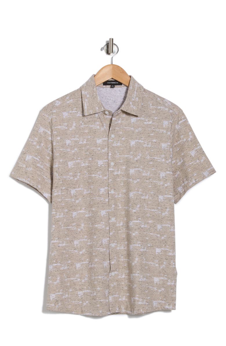 WESTZEROONE Feliz Short Sleeve Knit Button-Up Shirt, Alternate, color, Tan