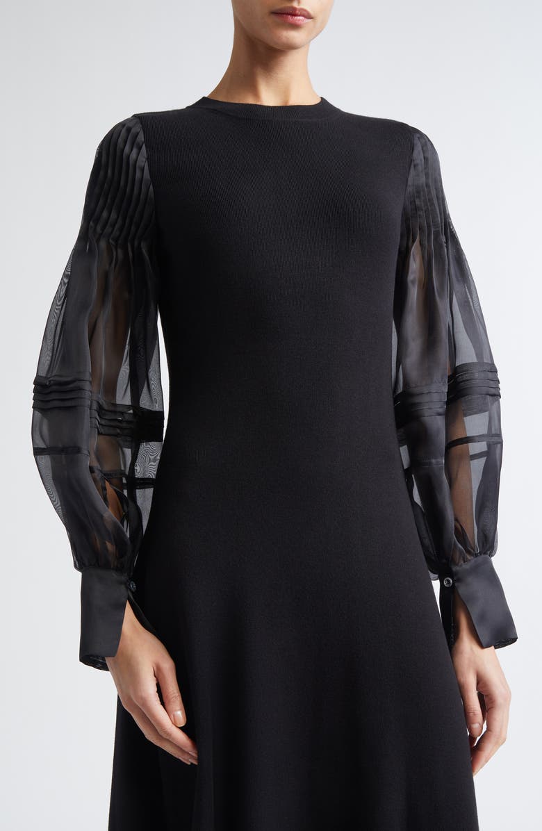 Altuzarra Carino Long Sleeve Silk Midi Dress, Alternate, color, Black