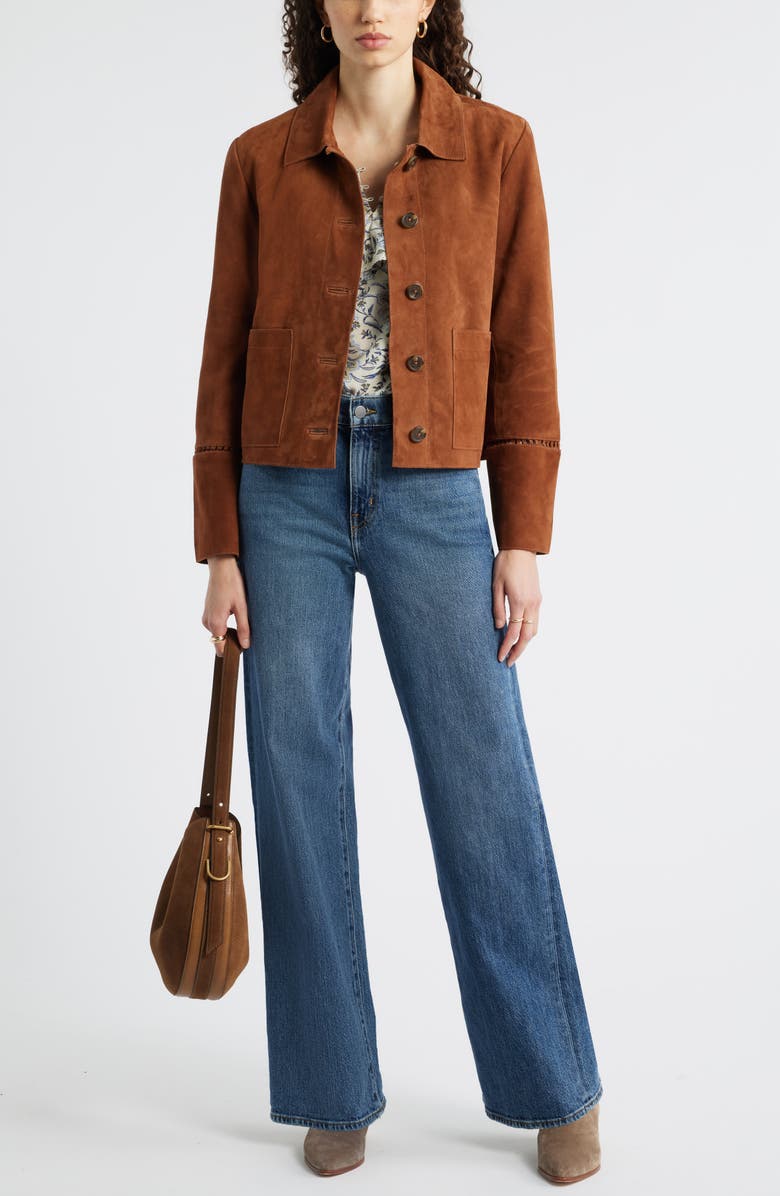 Treasure & Bond Suede Swing Jacket, Alternate, color, Brown Shell