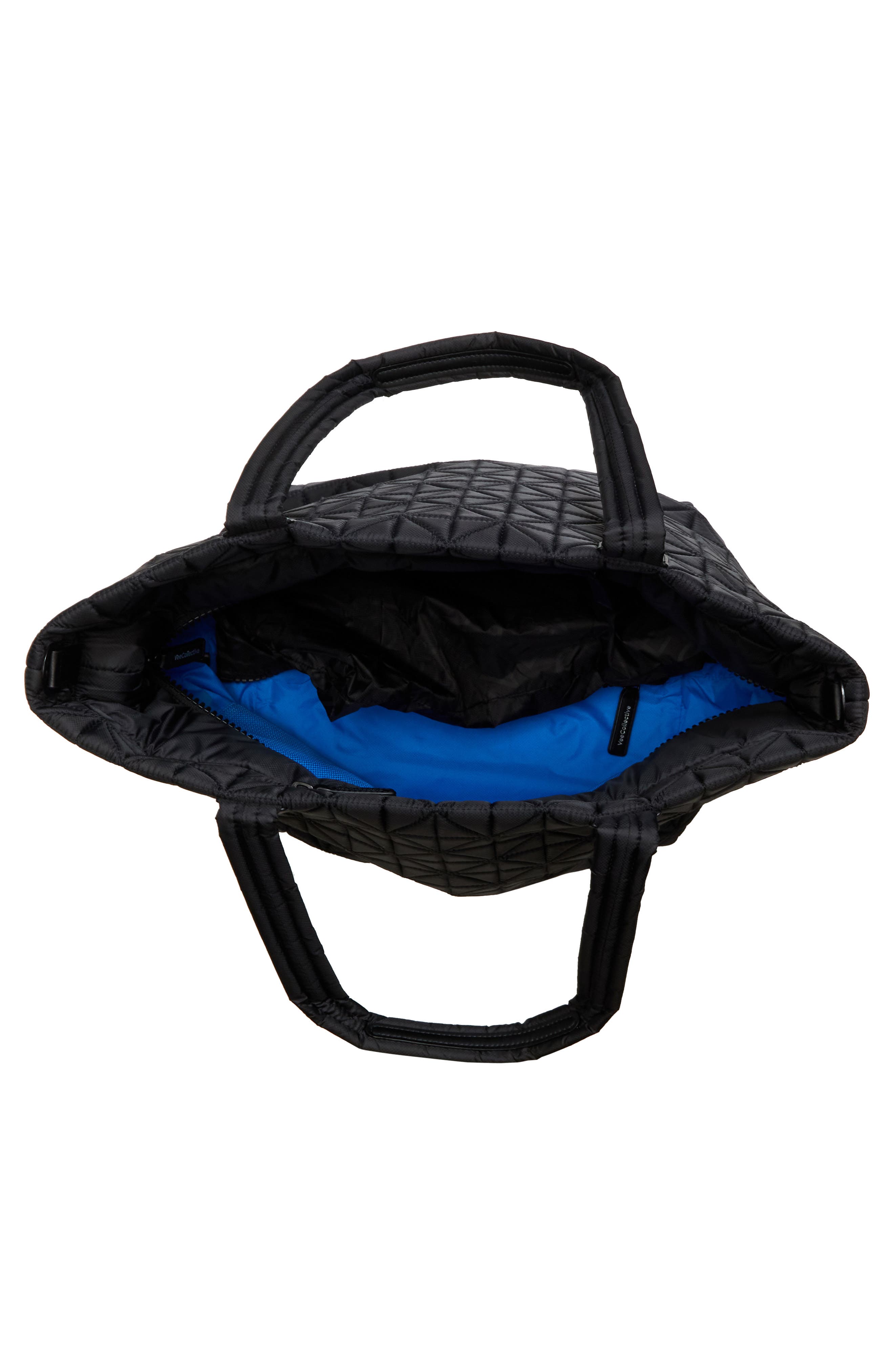VeeCollective Medium Vee Quilted Recycled Nylon Tote, Alternate, color, Black