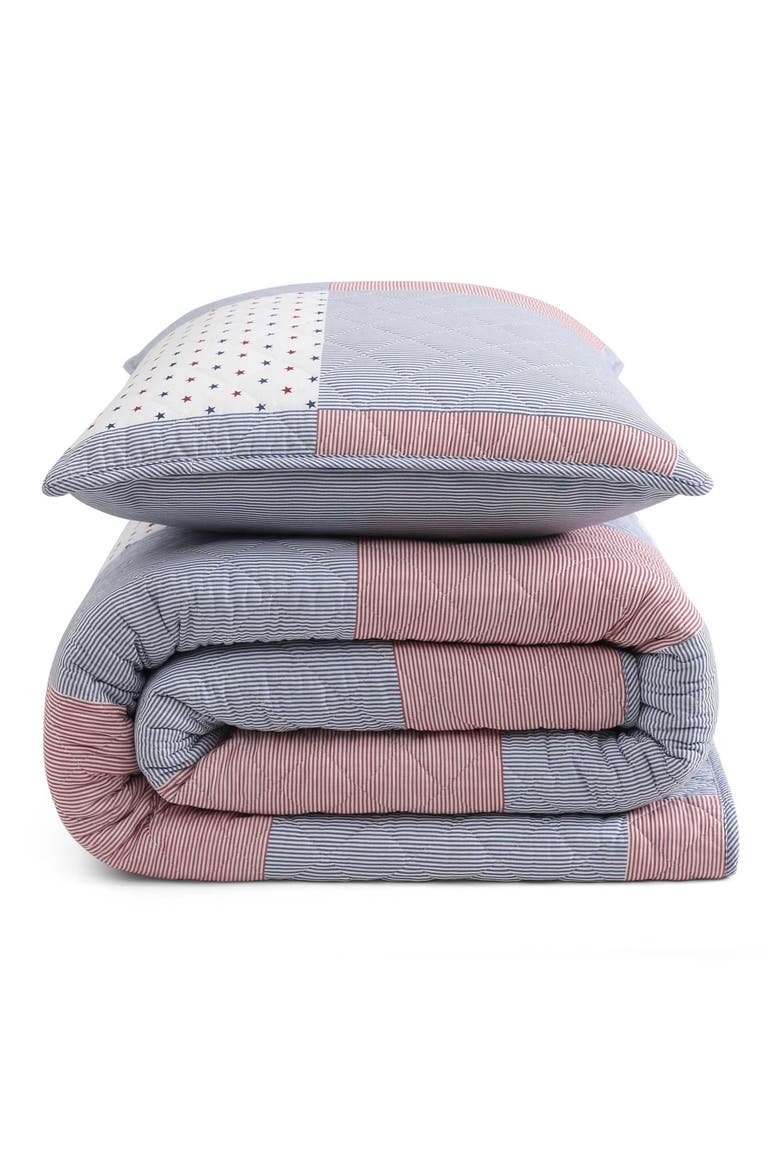 Ithaca Americana Quilt & Shams Set, Main, color, WHITE/BLUE/RED