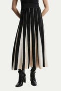 Karen Millen Pointelle Colour Block Pleated Skirt