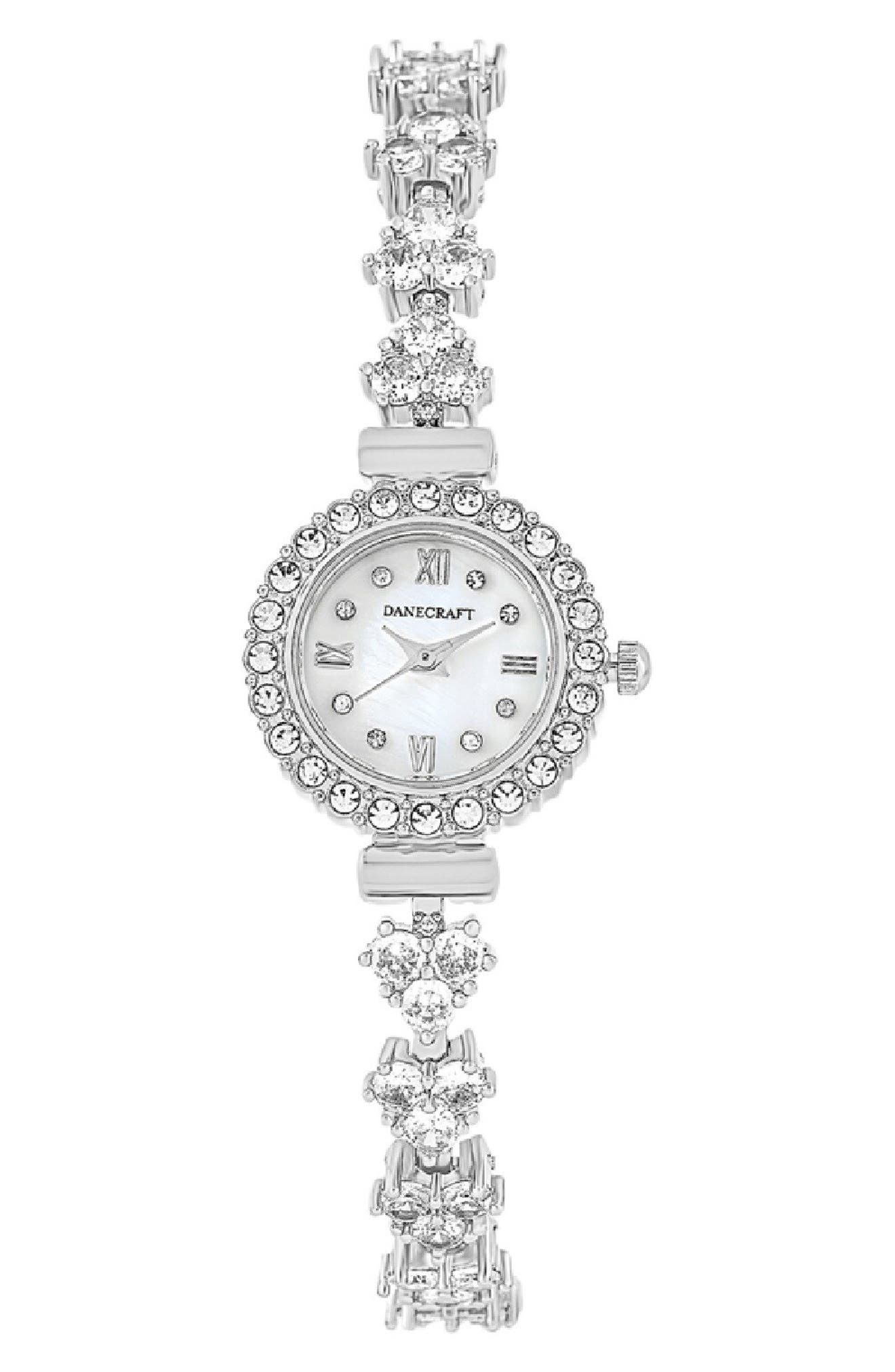 Danecraft Crystal Mother-of-Pearl Quartz Bracelet Watch, 23mm