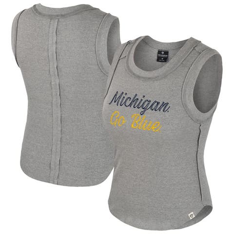 Women's Colosseum Heather Gray Michigan Wolverines Beach You Ribbed Tri-Blend Tank Top