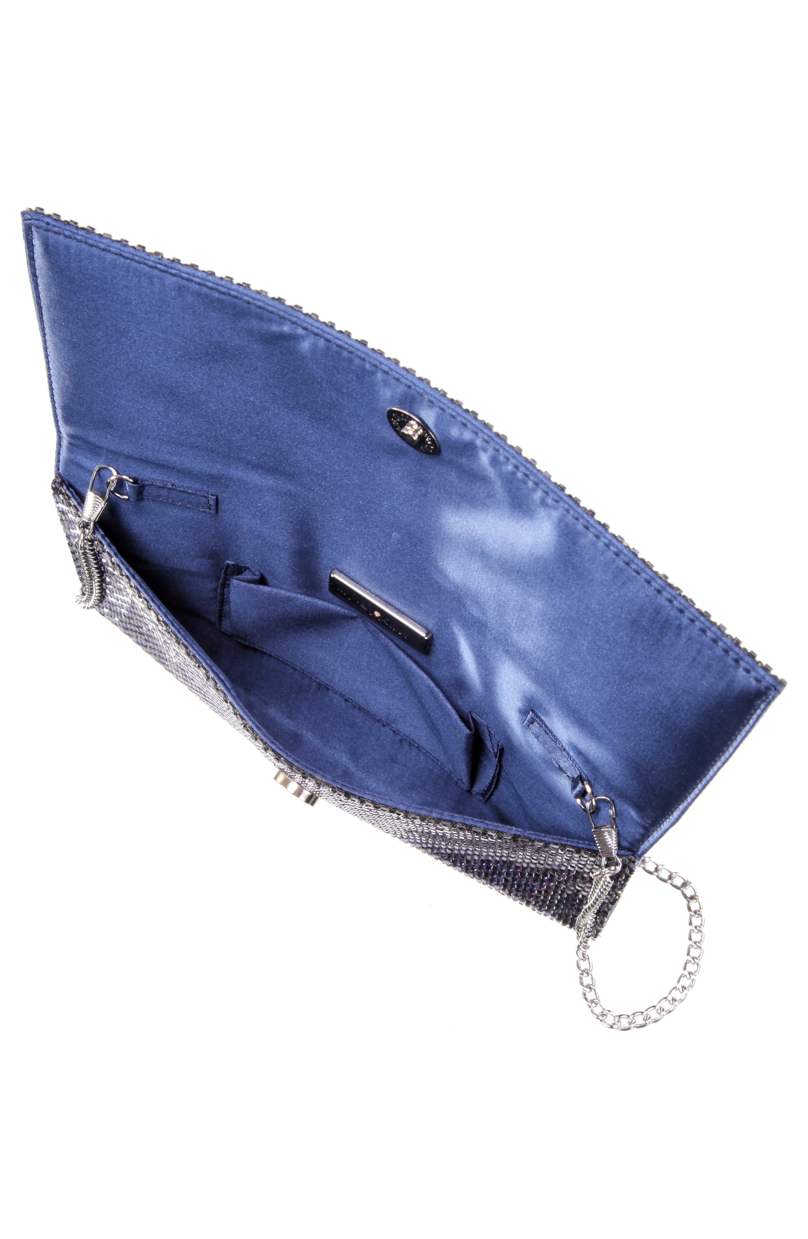 Nina Crystal Beaded Clutch, Alternate, color, Navy