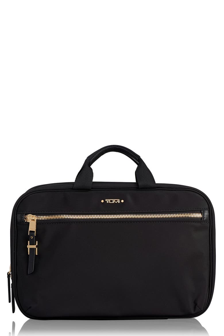 Voyageur Madina Nylon Cosmetics Case, Main, color, BLACK