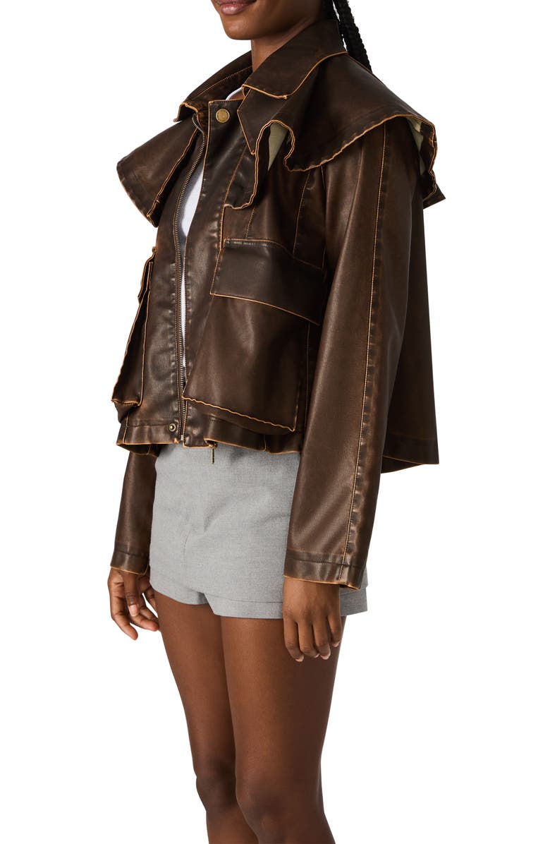 Steve Madden Vavara Faux Leather Jacket, Alternate, color, Chocolate