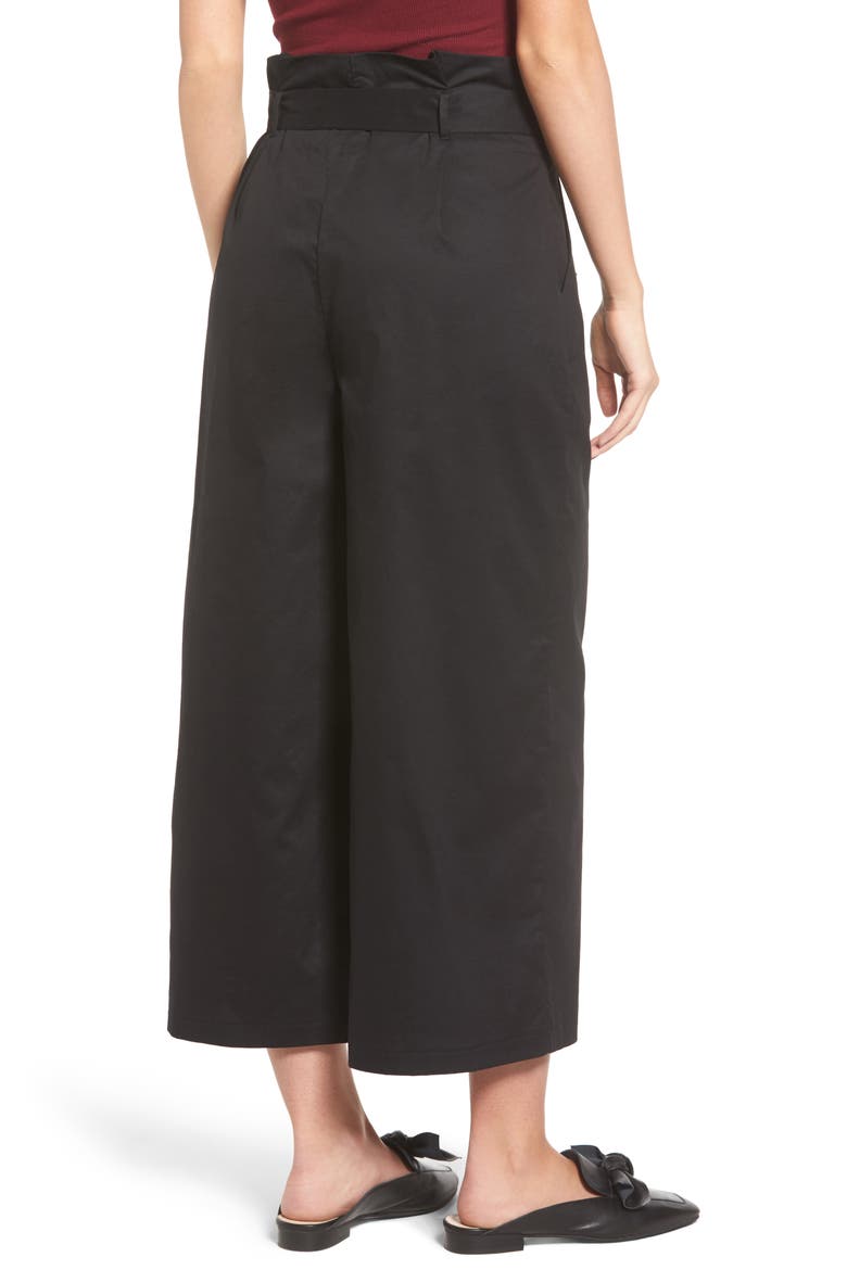 Paperbag Waist Wide Leg Pants, Alternate, color, BLACK