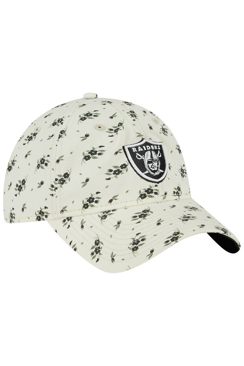 Men's New Era  Cream Las Vegas Raiders Bloom 9TWENTY Adjustable Hat, Alternate, color, Cream