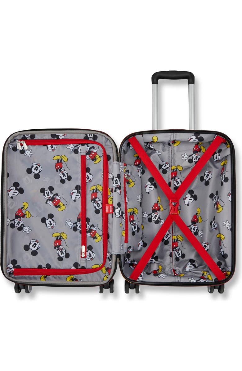AMERICAN TOURISTER Disney Hardside Carry-On 21-Inch Luggage with Spinner Wheels, Alternate, color, Molded Mickey: Black