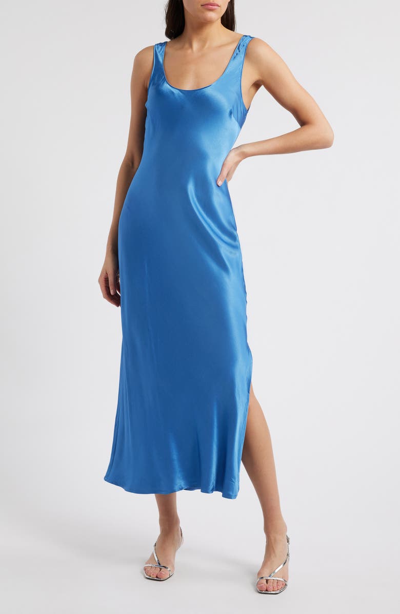 Rails Kailani Sleeveless Satin Midi Dress, Main, color, Atlantic