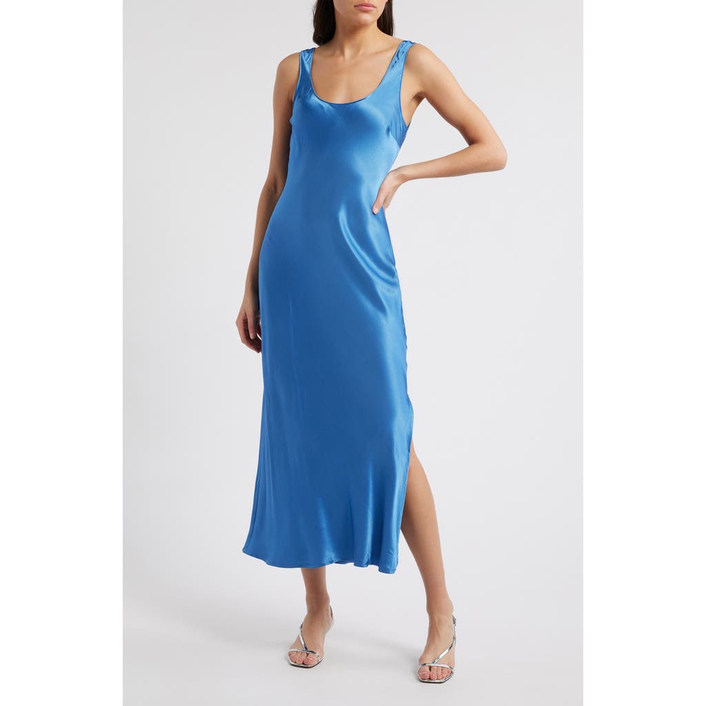 Rails Kailani Sleeveless Satin Midi Dress In Atlantic