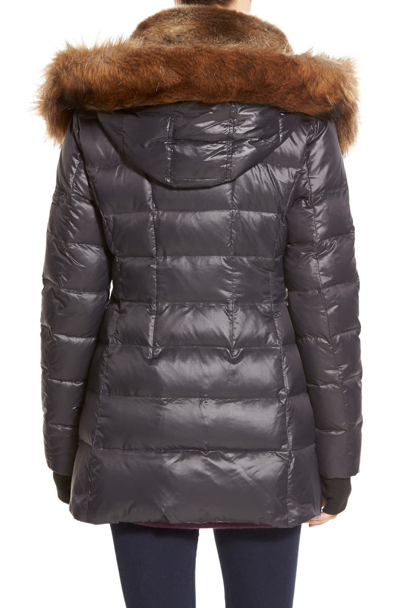S13 /NYC 'Mulberry' Faux Fur Trim Puffer Coat, Alternate, color, 