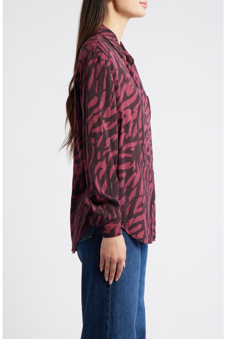 Josephine Print Button-Up Shirt, Alternate, color, OXBLOOD TIGER STRIPE