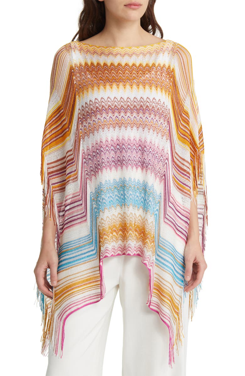 Missoni Stripe Fringe Poncho, Main, color, 