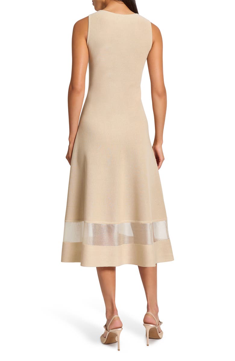 Misook Modern Fit 
Flare Sheer Hem Midi Dress, Alternate, color, Biscotti