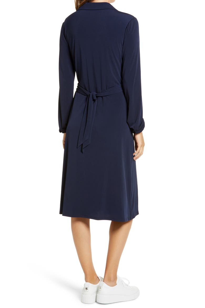 Sandrene Long Sleeve Jersey Shirtdress, Alternate, color, DARK NAVY