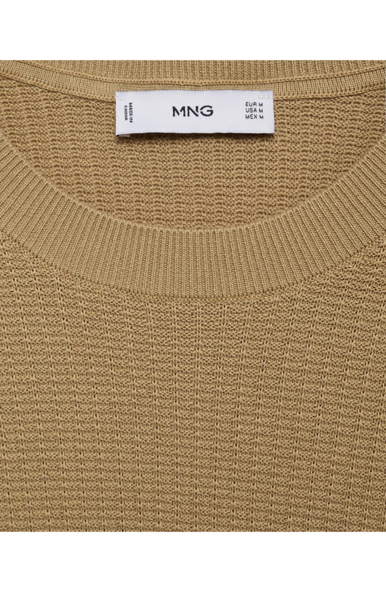 MANGO Textured Cotton Knit T-Shirt, Alternate, color, Beige