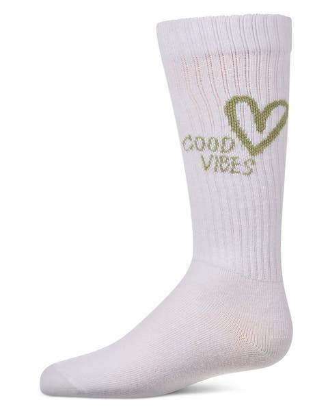 Good Vibes Heart Ribbed Knee High Sock