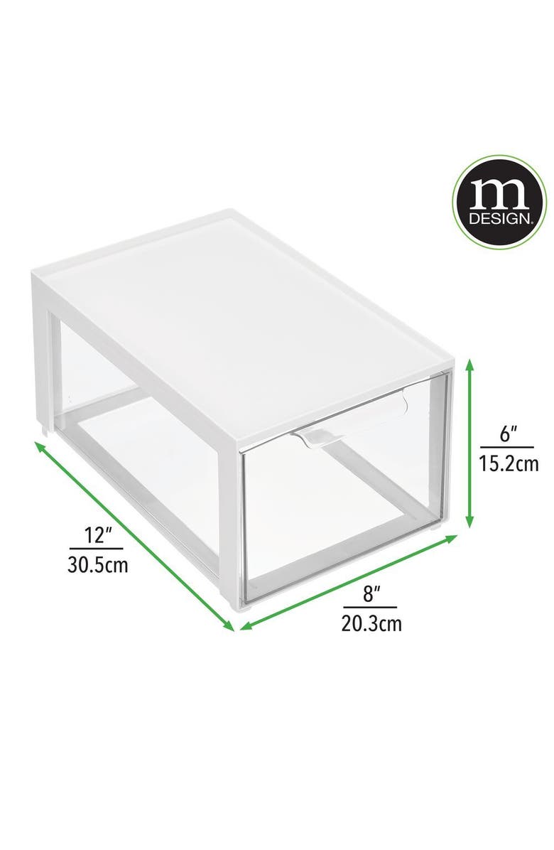 mDesign Plastic Office Storage Stack Organizer with Drawer, 2 Pack, Alternate, color,
