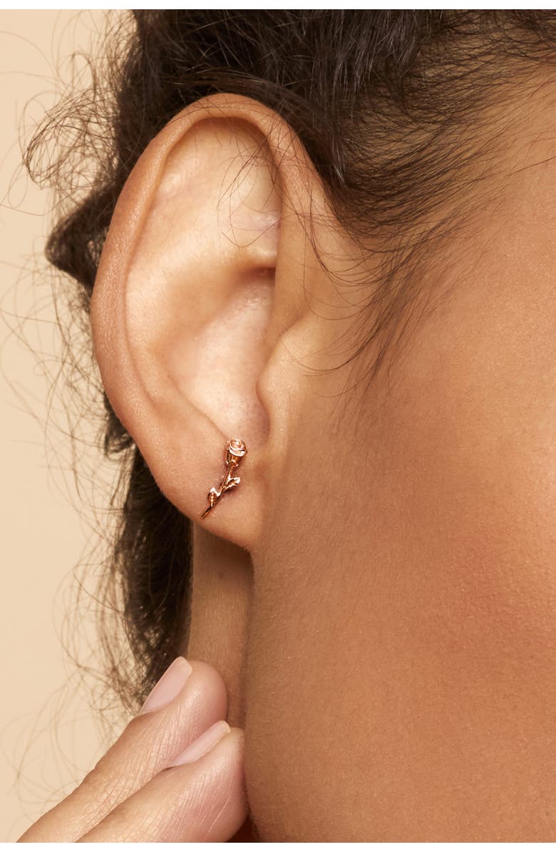 Oradina 14K Gold Kiss From A Rose Studs, Alternate, color, Rose Gold