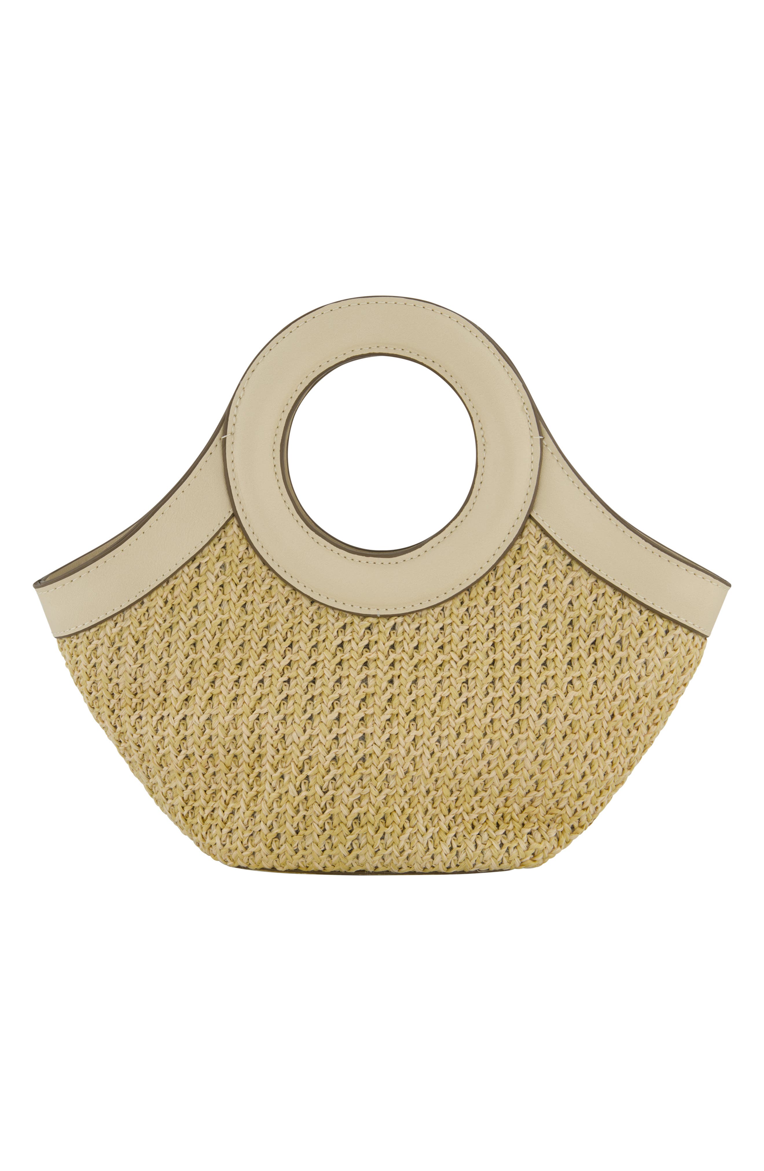 Tommy Bahama Mini Flamingo Embroidered Woven Tote Bag, Alternate, color, Cream