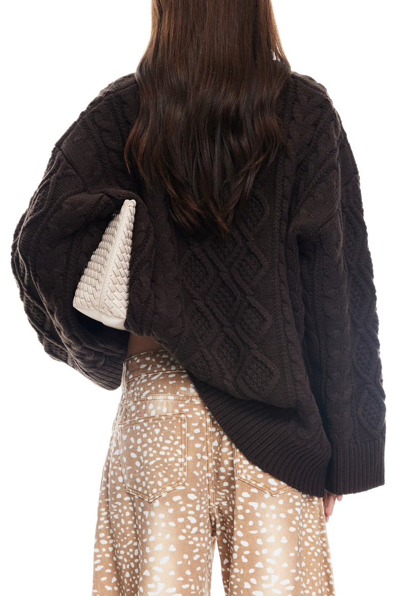 Gigi Oversize Cable Stitch Sweater, Alternate, color, CHOCOLATE