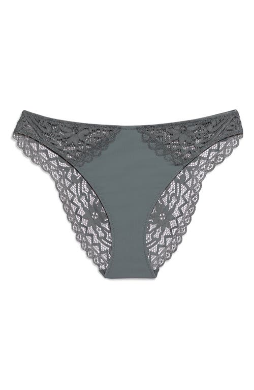 Etam Dream Lace & Microfiber Briefs In Anthracite