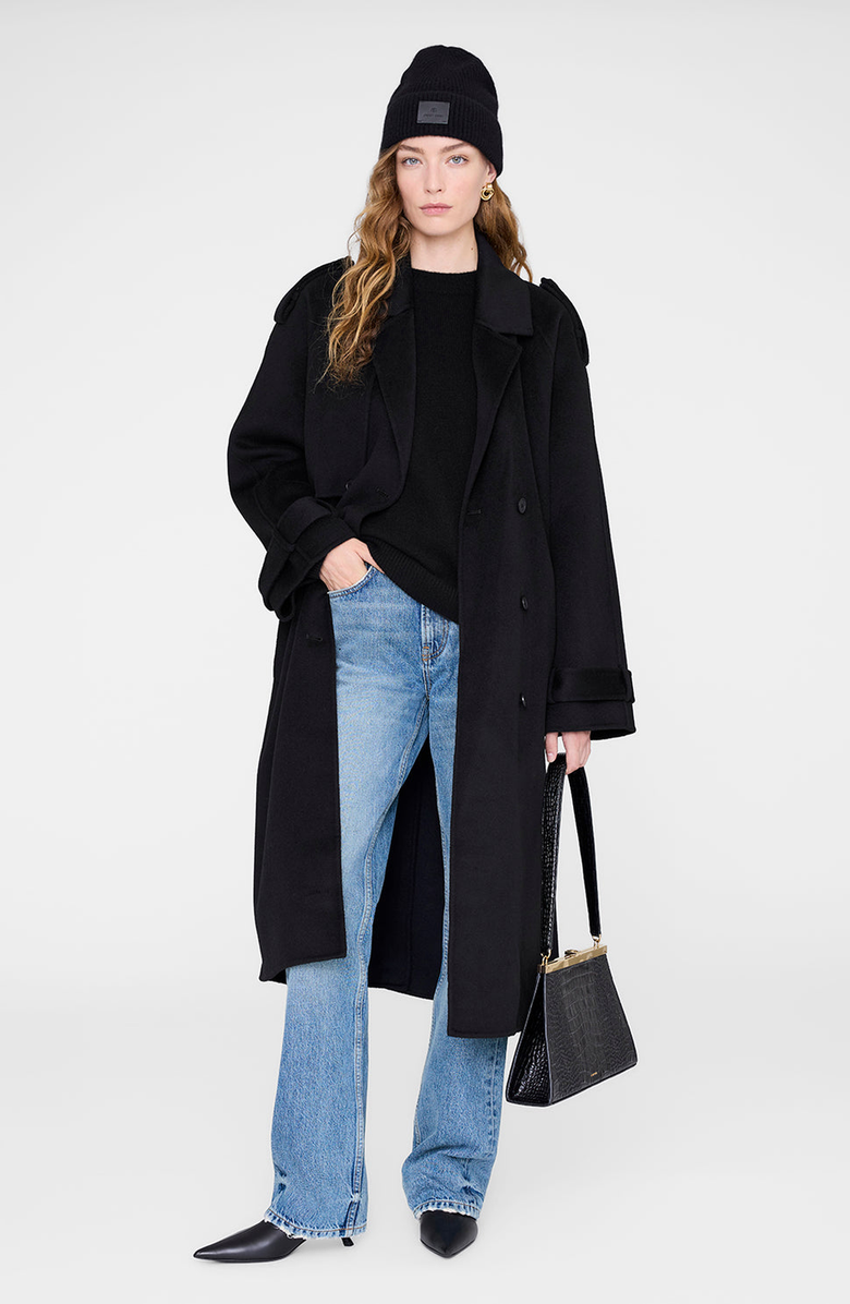 ANINE BING Carley Beanie, Alternate, color, Black