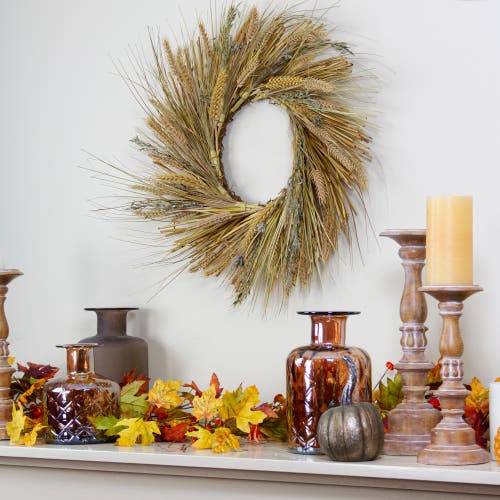 Northlight Wheat And Straw Artificial Fall Harvest Wreath In Brown