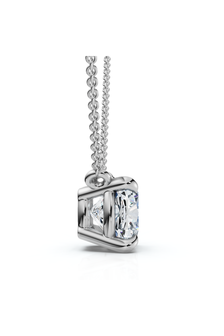 1Ct Cushion Solitaire Diamond Pendant 14k Gold 18" Necklace Lab Grown, Alternate, color, White Gold