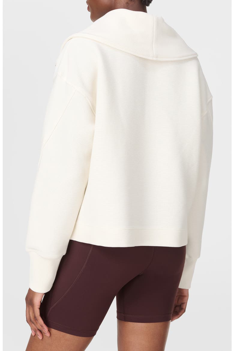 Peaceful Rib Half-Zip Cotton Blend Crop Sweatshirt, Alternate, color, LILY WHITE