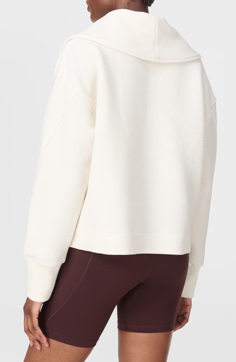 Sweaty Betty Peaceful Rib Half Zip Sweatshirt, Alternate, color, Lily White