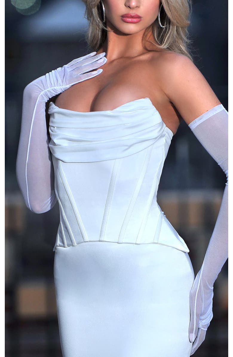 Miss Circle Qira Mesh Opera-length Gloves, Alternate, color, White