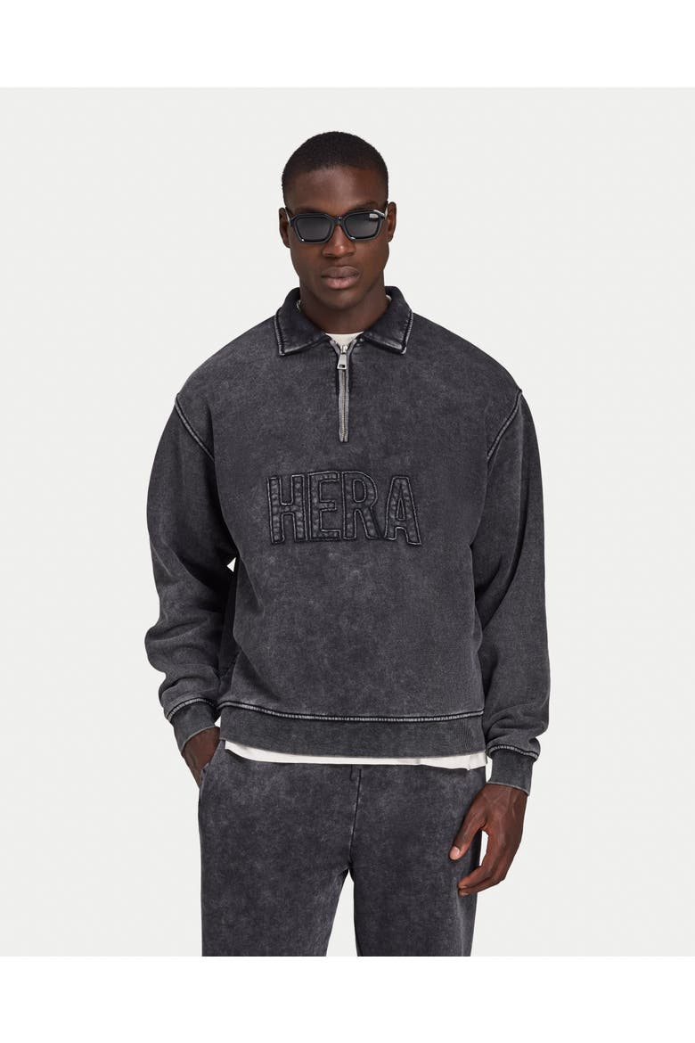 Faded Long Sleeve  1/4 Zip Sweatshirt, Alternate, color, Washed Black
