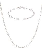 Adornia Paper Clip Link Necklace & Bracelet Set