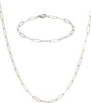 Adornia Paper Clip Link Necklace & Bracelet Set