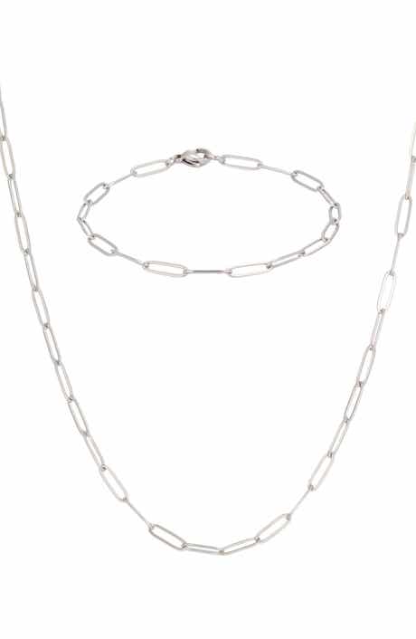 Paper Clip Link Necklace & Bracelet Set